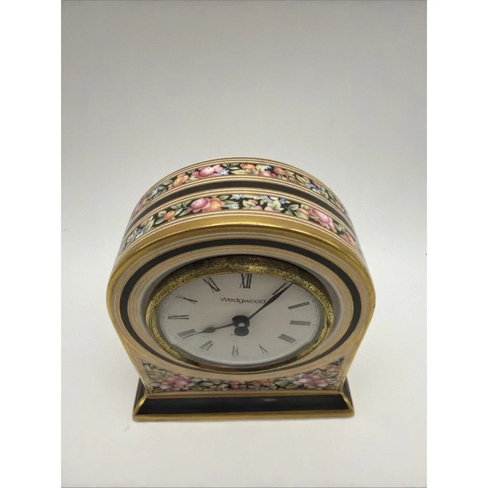 Wedgwood Clio Chintz Bone China Mantel Clock Made in England 4.75